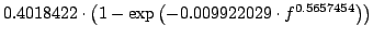 $\displaystyle 0.4018422\cdot\left( 1 -
\exp\left(-0.009922029\cdot f^{0.5657454}\right)\right)$
